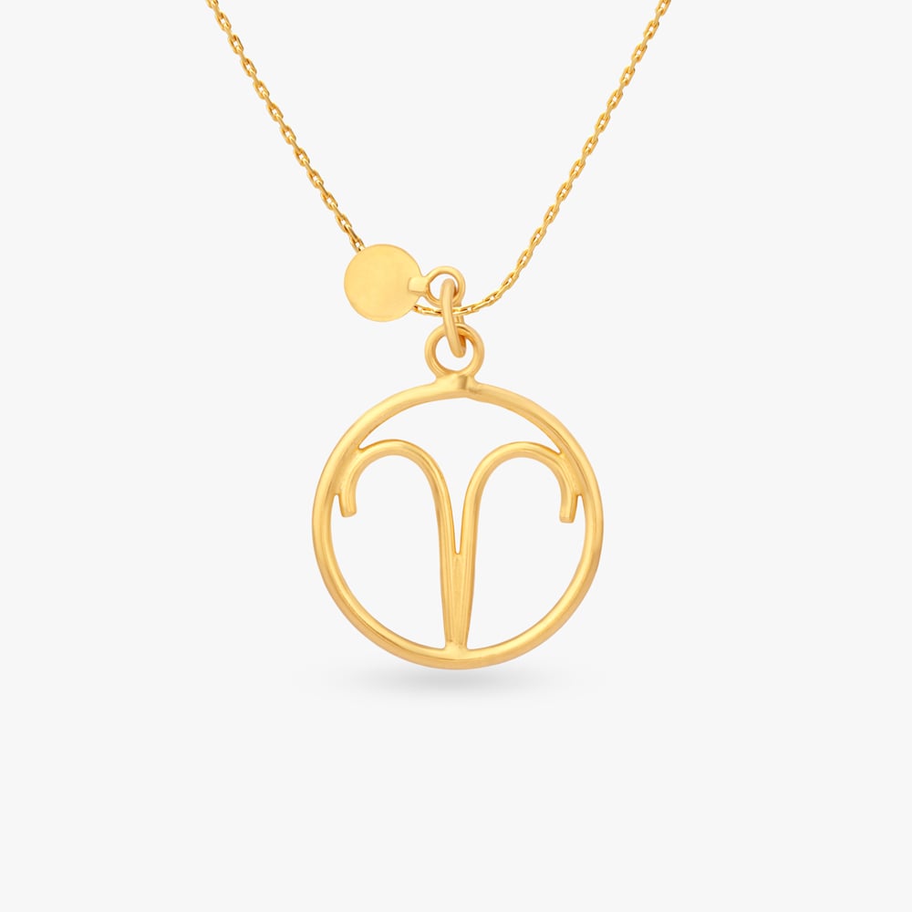 Aries Circle Gold Pendant,,hi-res image number null