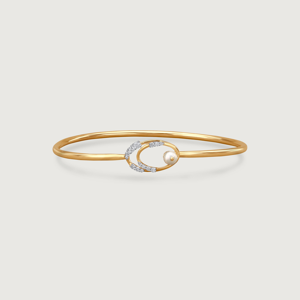 Twirl Shine Pearl & Diamond Bangle,,hi-res image number null