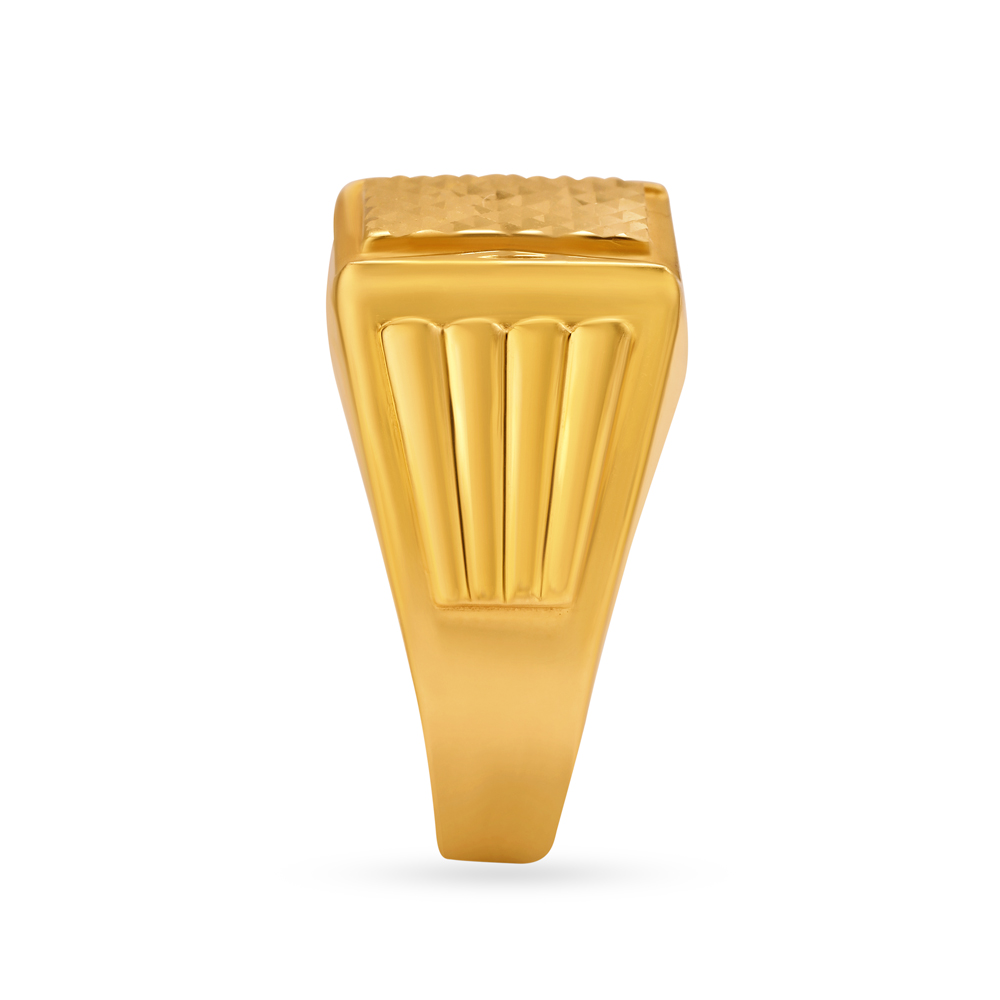 Sparkling 22 Karat Yellow Gold Textured Square Finger Ring,,hi-res image number null