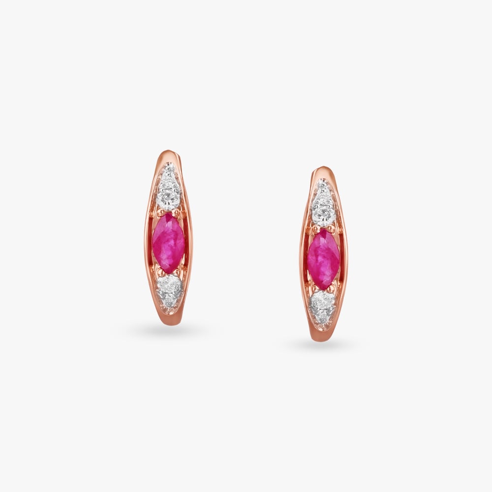 Crimson Glint Diamond Hoop Earrings,,hi-res image number null