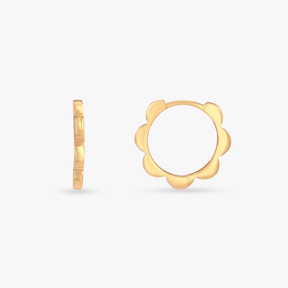 Scalloped Bloom Gold Hoop Earrings,,hi-res image number null
