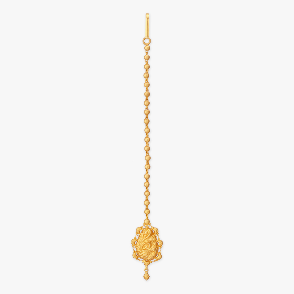 Ornate Swirl Gold Maang Tikka,,hi-res image number null