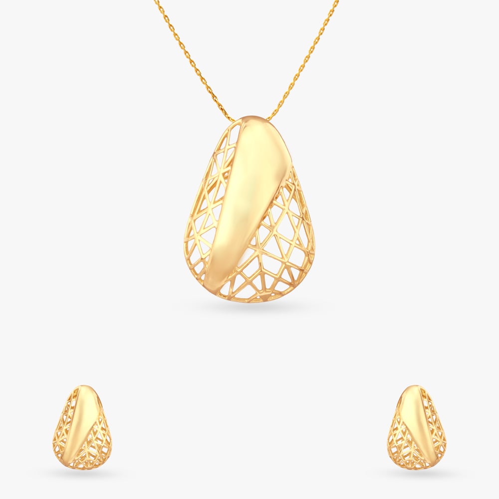 Prism Flow Gold Pendant and Earring Set,,hi-res image number null