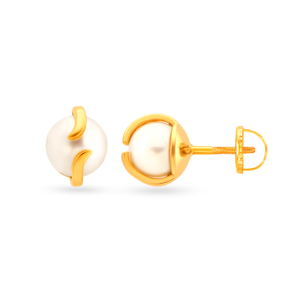 Bewitching 18 Karat Gold And Pearl Stud Earrings,,hi-res image number null