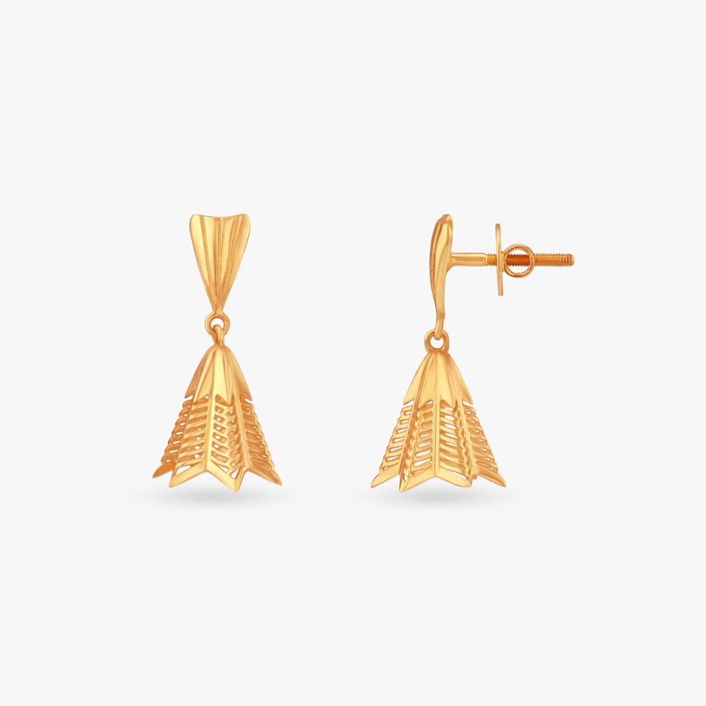 

Chevron Cascade Gold Jhumka Earrings