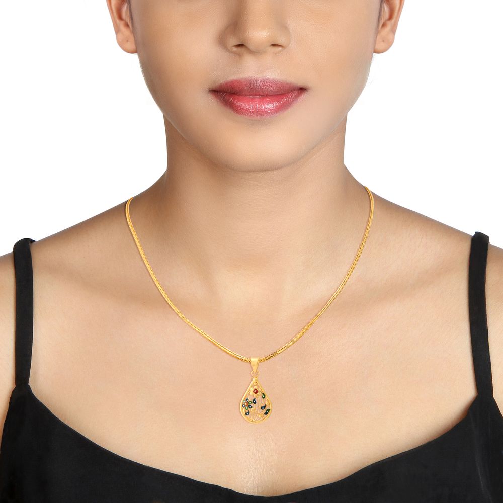 Exuberant Floral Gold Pendant,,hi-res image number null