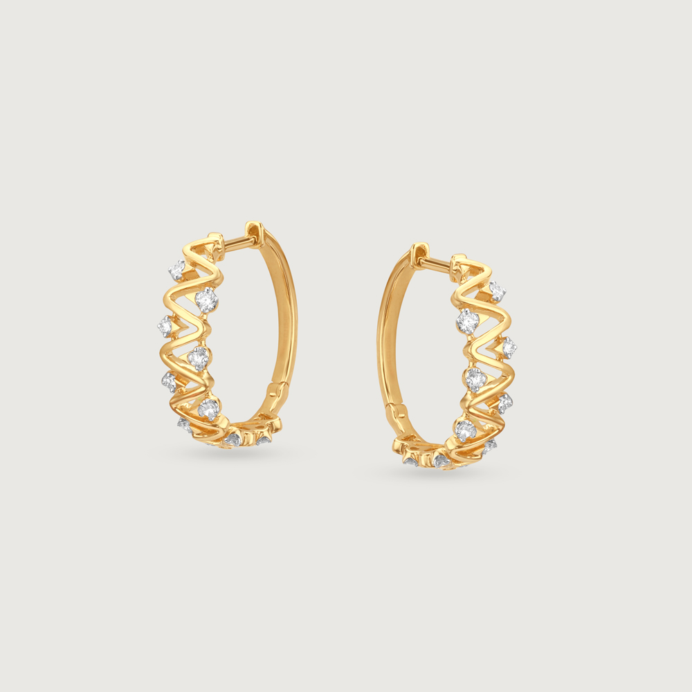 Zigzag Radiance Diamond Hoop Earrings,,hi-res image number null