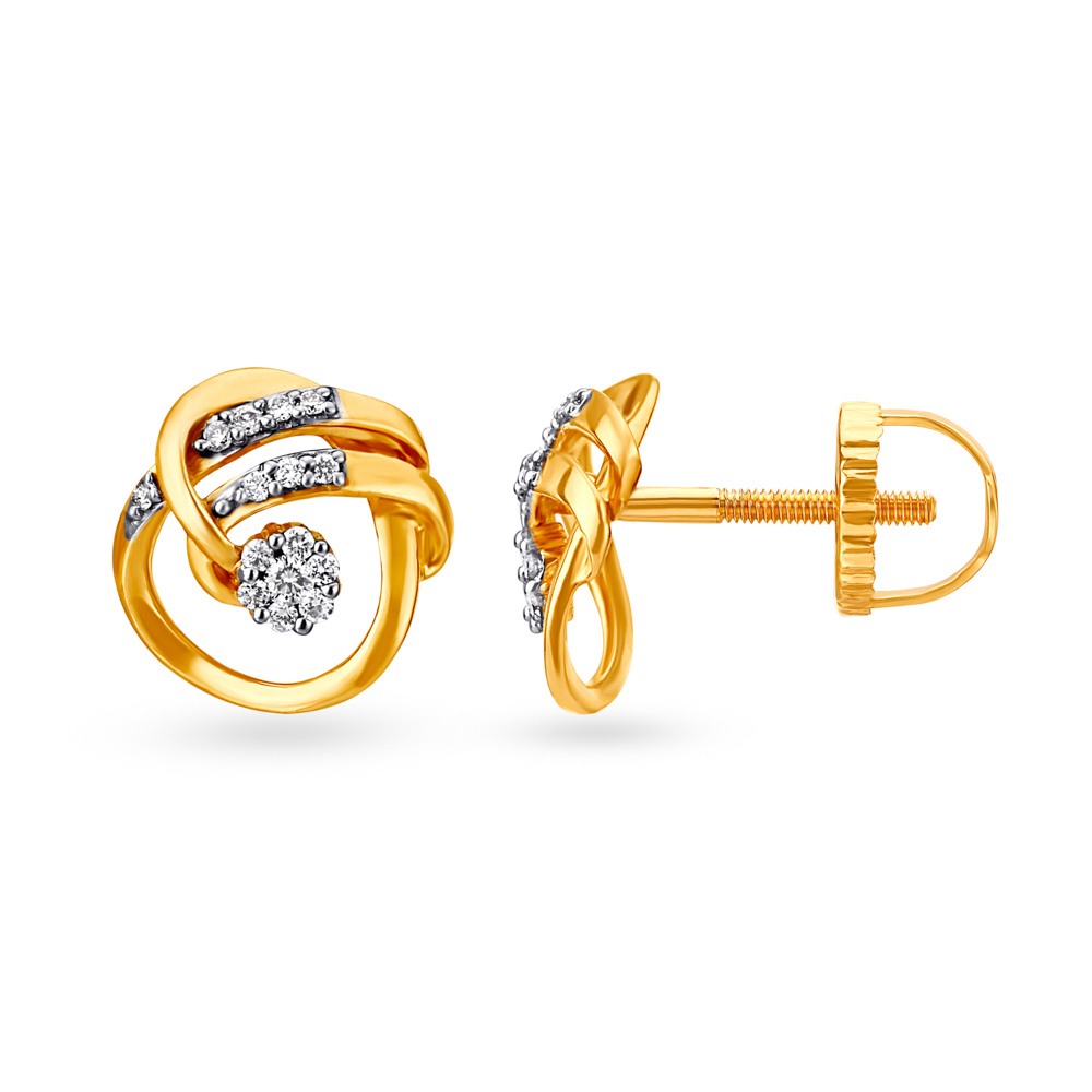 Graceful Florals Rose Gold and Diamond Stud Earrings,,hi-res image number null