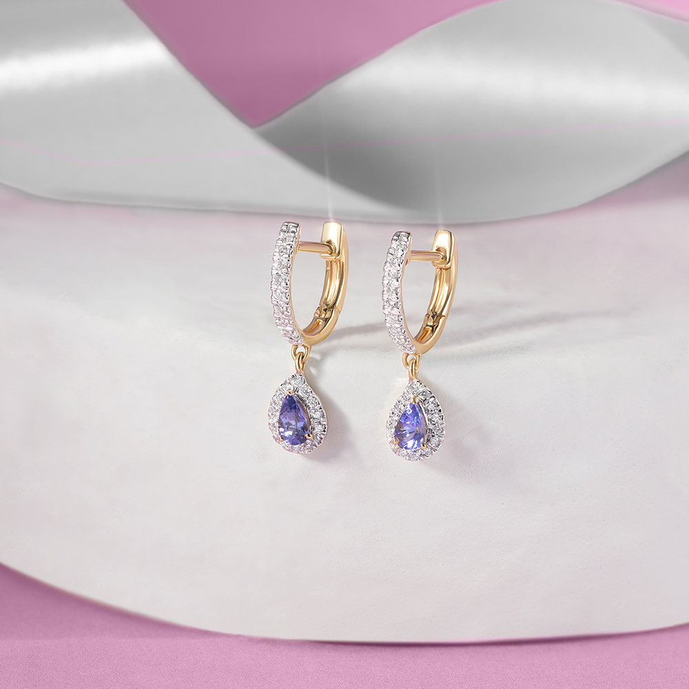Vibrant Glam Gold & Diamond Hoop Earrings,,hi-res image number null