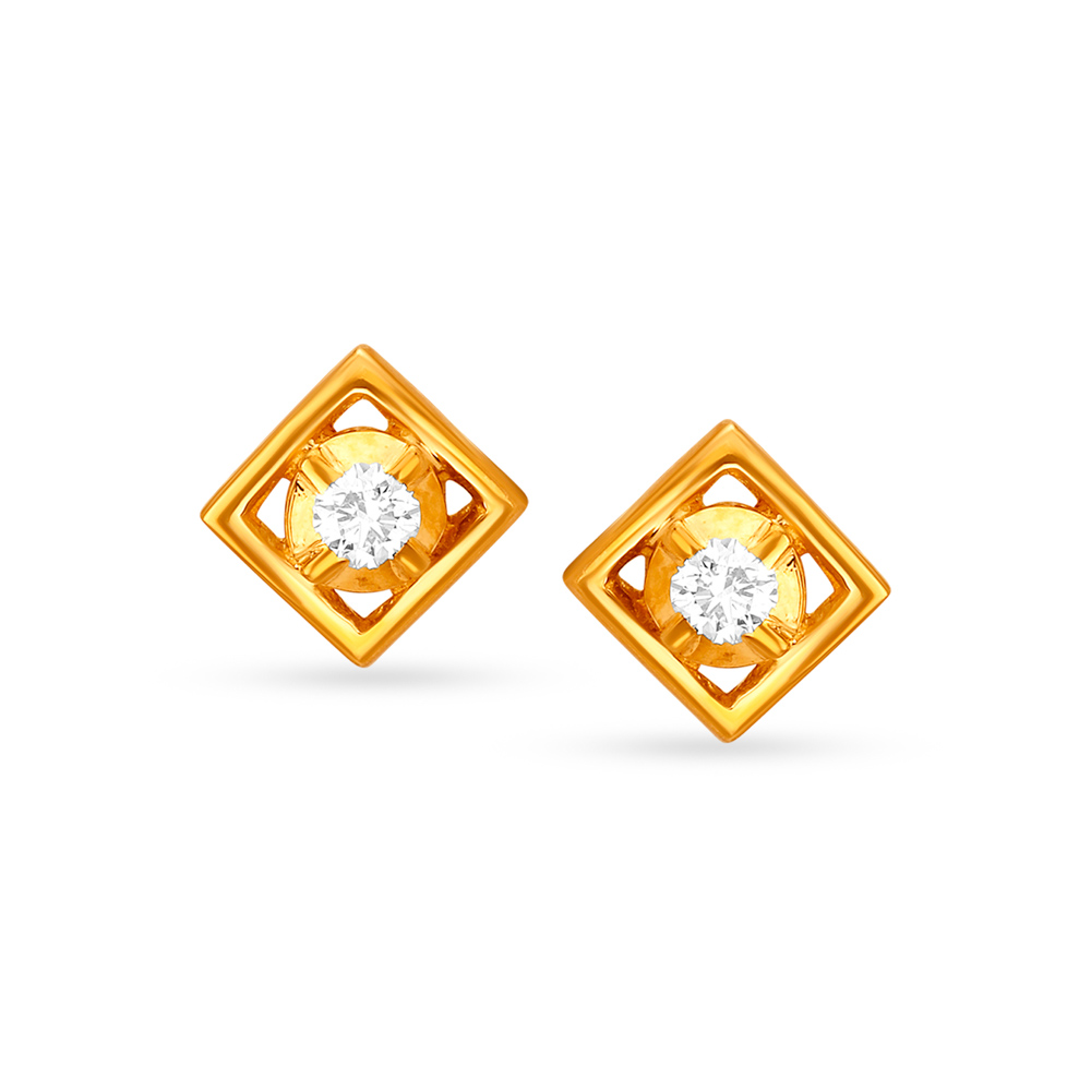 Dainty 22 Karat Gold And Diamond Stud Earrings,,hi-res image number null