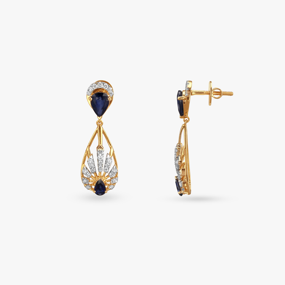 Celestial Rays Diamond Drop Earrings,,hi-res image number null