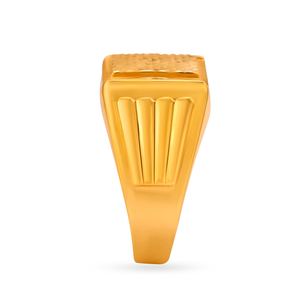 Sparkling 22 Karat Yellow Gold Textured Square Finger Ring,,hi-res image number null