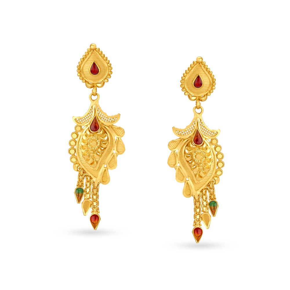 Breath-taking Floral Motif Gold Necklace Set,,hi-res image number null