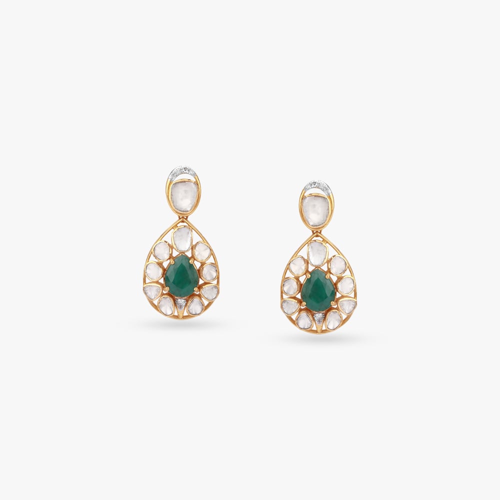 Emerald Teardrop Fringe Necklace Set,,hi-res image number null