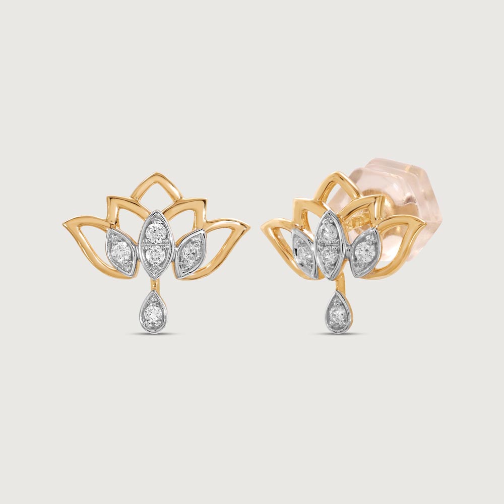 Lotus Petal Diamond Stud Earrings,,hi-res image number null