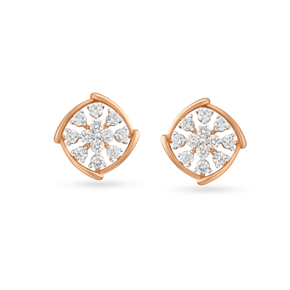 Tasteful Floral Diamond Stud Earrings,,hi-res image number null