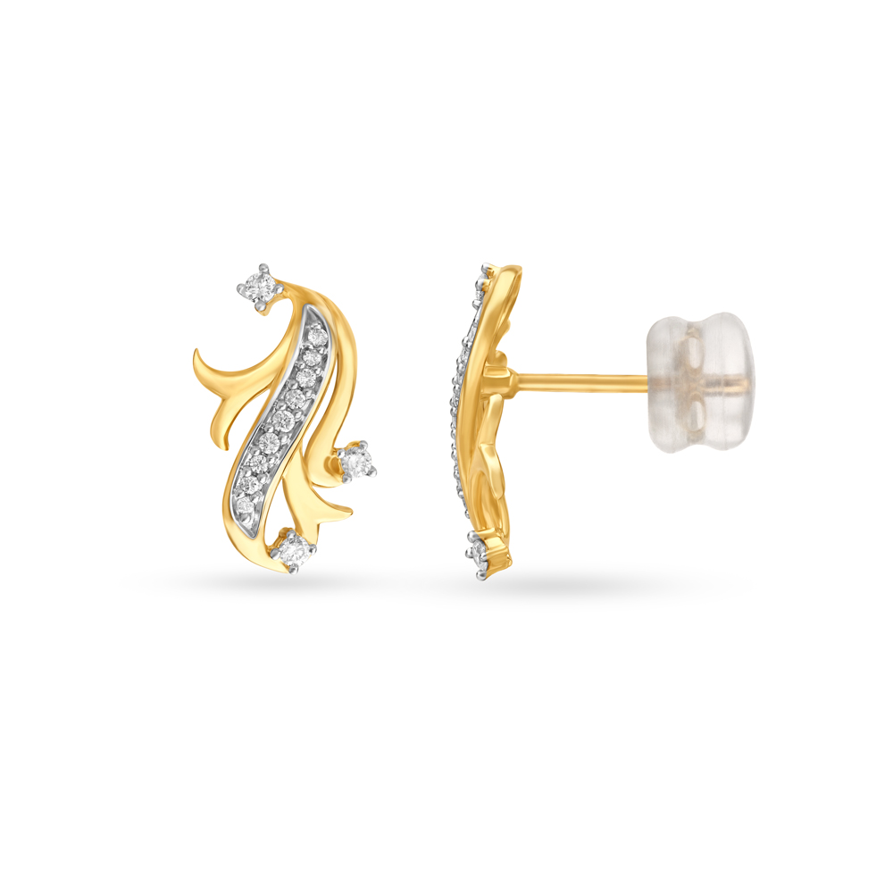 Glittering Gold and Diamond Eternity Stud Earrings,,hi-res image number null