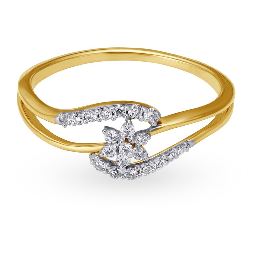 Exquisite 18 Karat Yellow Gold And Diamond Floral Ring,,hi-res image number null