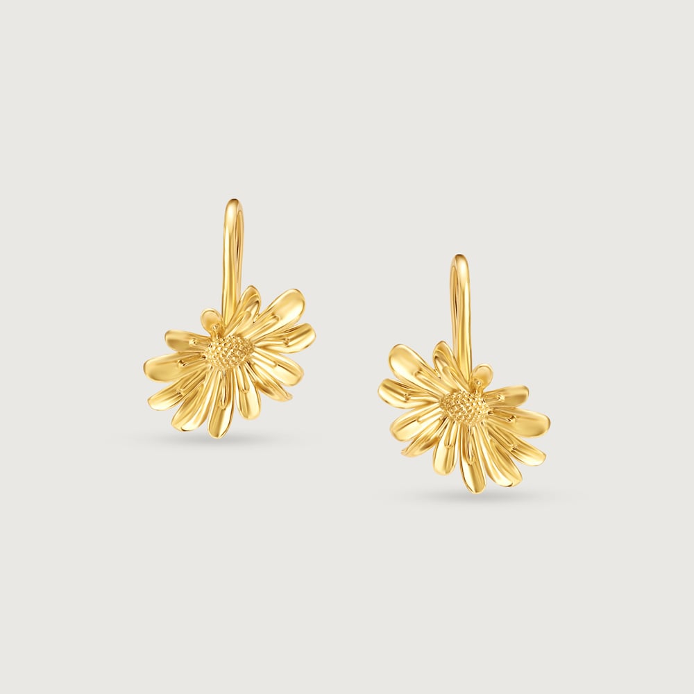 Dainty Daisy Gold Hoop Earrings,,hi-res image number null