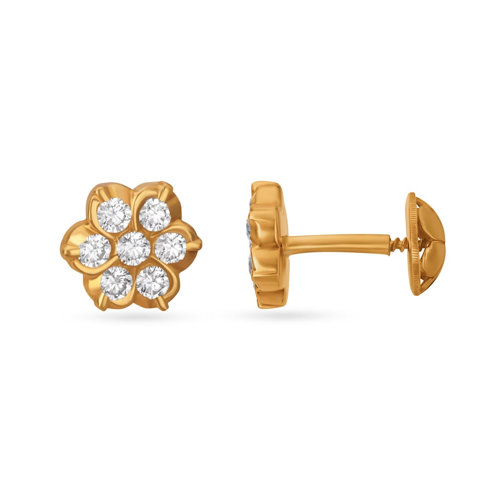 Floral Seven Stone Diamond Stud Earrings,,hi-res image number null