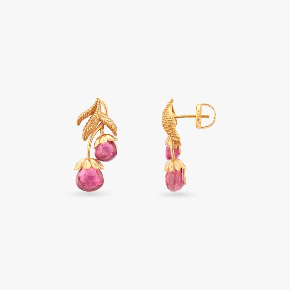 Crimson Rhythm Gold Pendant and Earrings Set,,hi-res image number null