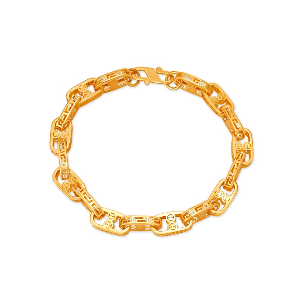 Stunning Carved Gold Bracelet For Men,,hi-res image number null