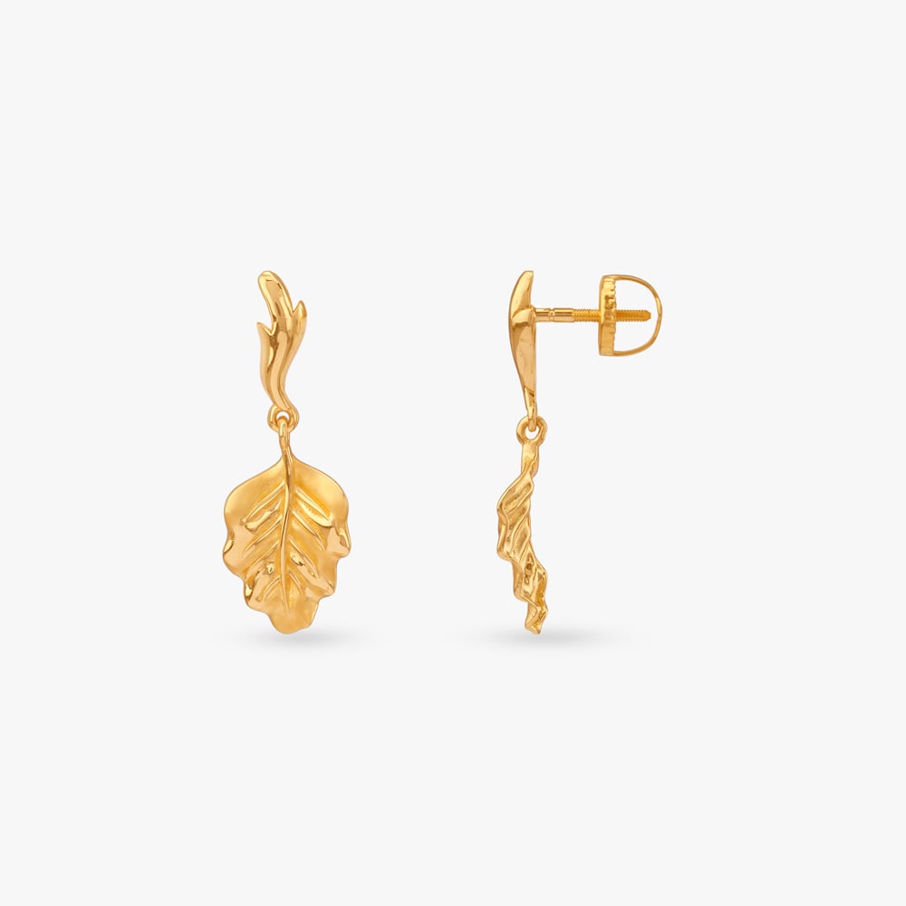 Whispering Leaves Gold Drop Earrings,,hi-res image number null