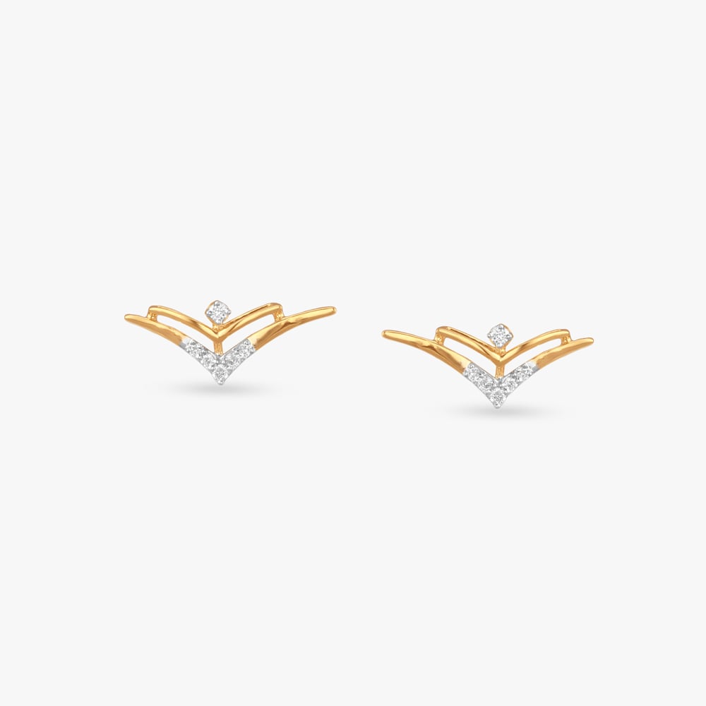 Arc Crest Diamond Stud Earrings,,hi-res image number null