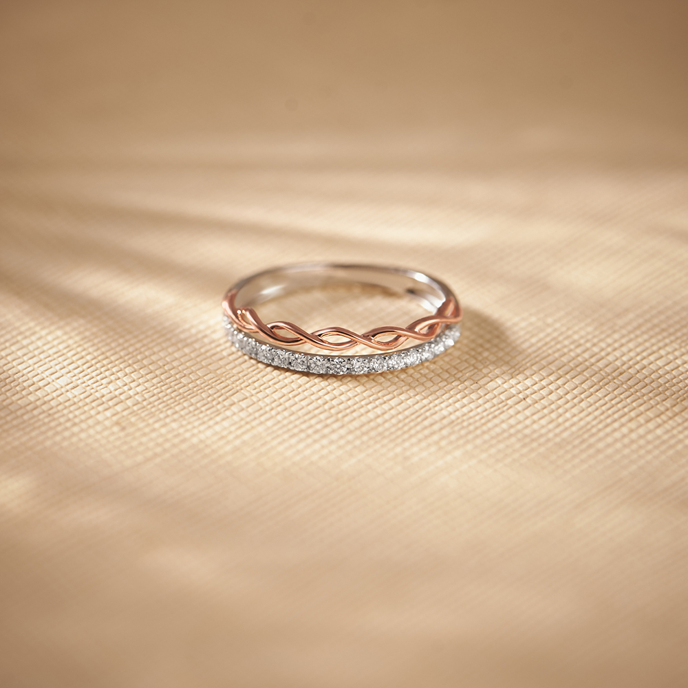 Chic Dual Tone Diamond Ring,,hi-res image number null