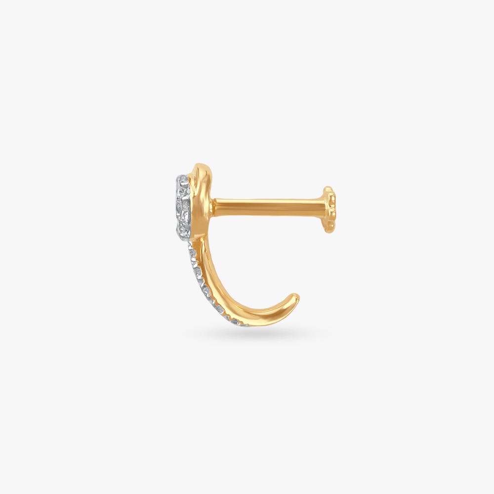 Elegant Stroke Diamond Nose Pin,,hi-res image number null