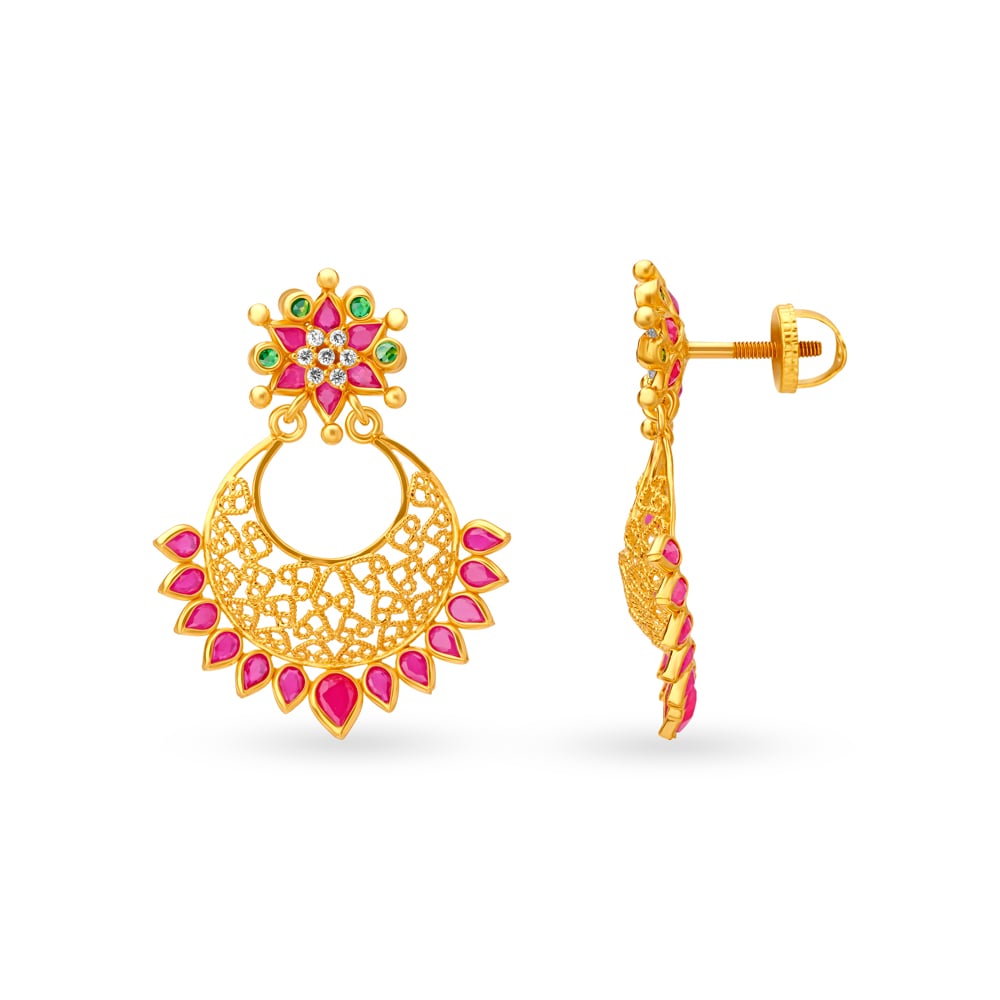 Modish Starry Gold Drop Earrings,,hi-res image number null