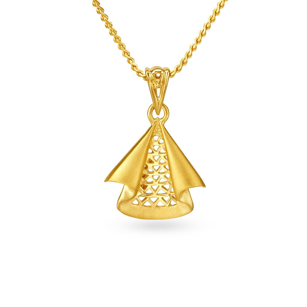 Urbane Yellow Gold Triangular Pendant and Earrings Set,,hi-res image number null