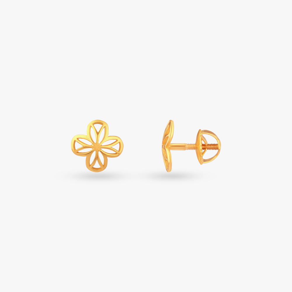 Floral Orbit Gold Stud Earrings,,hi-res image number null