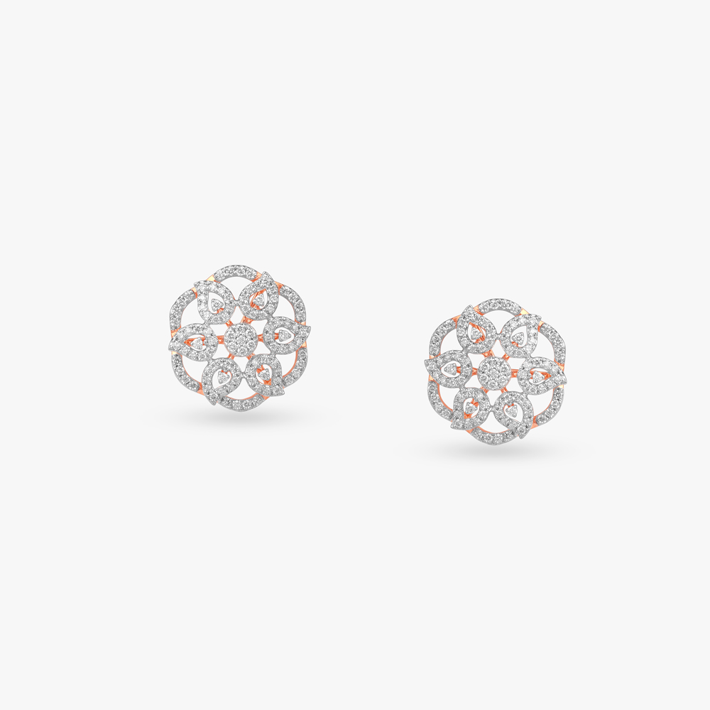 Floral Filigree Diamond Stud Earrings,,hi-res image number null