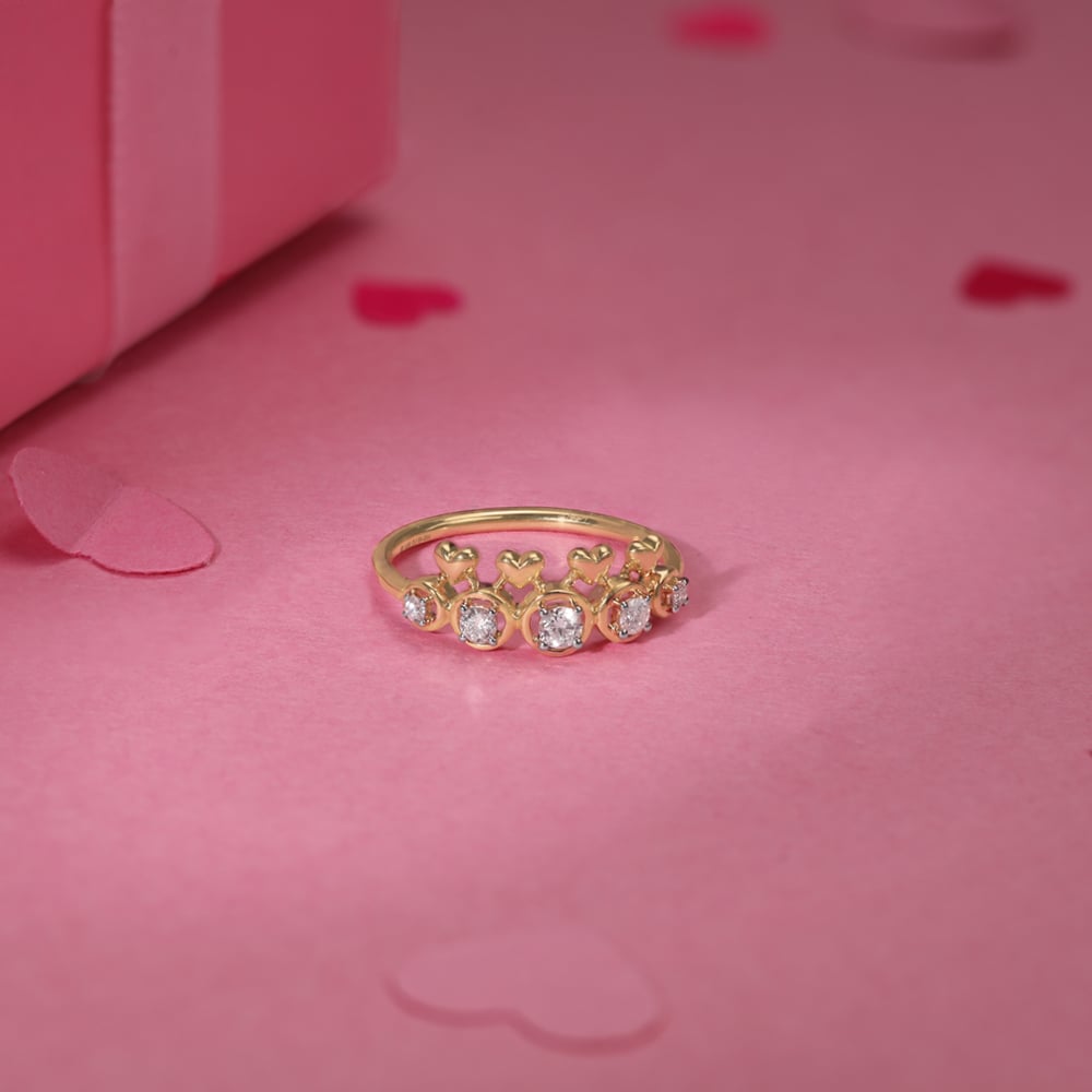 Heart Shine Diamond & Gold Ring,,hi-res image number null
