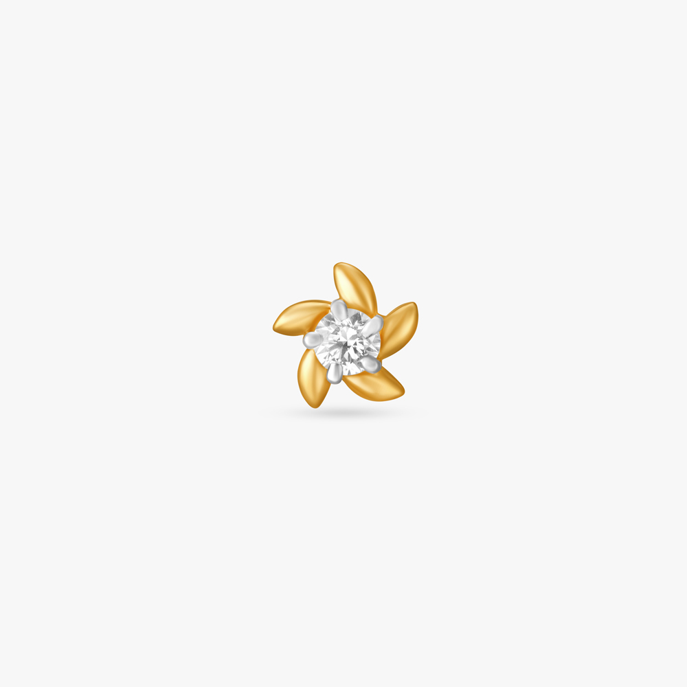 Glamorous Gold and Diamond Nose Pin,,hi-res image number null
