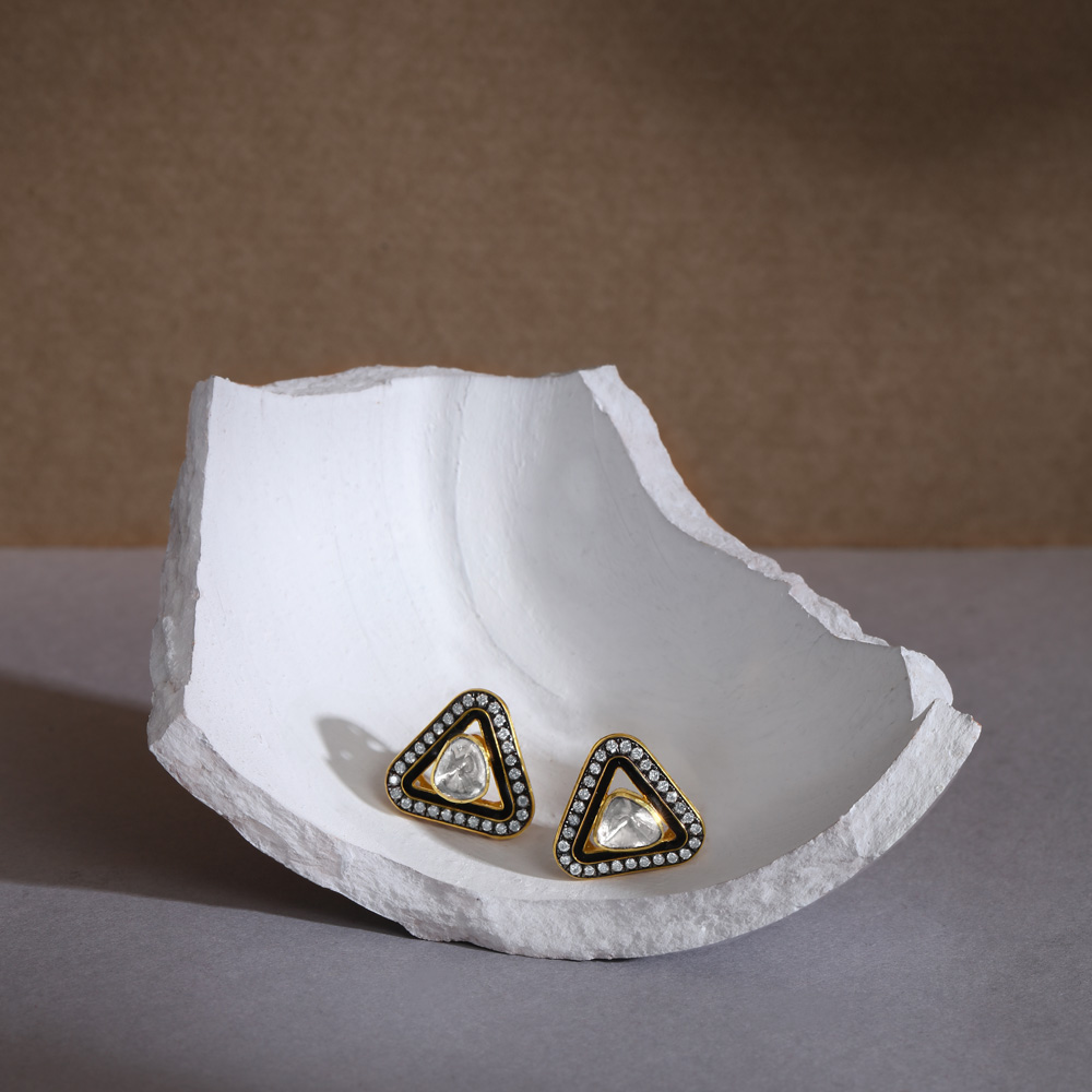 Stunning Diamond Polki Stud Earrings,,hi-res image number null