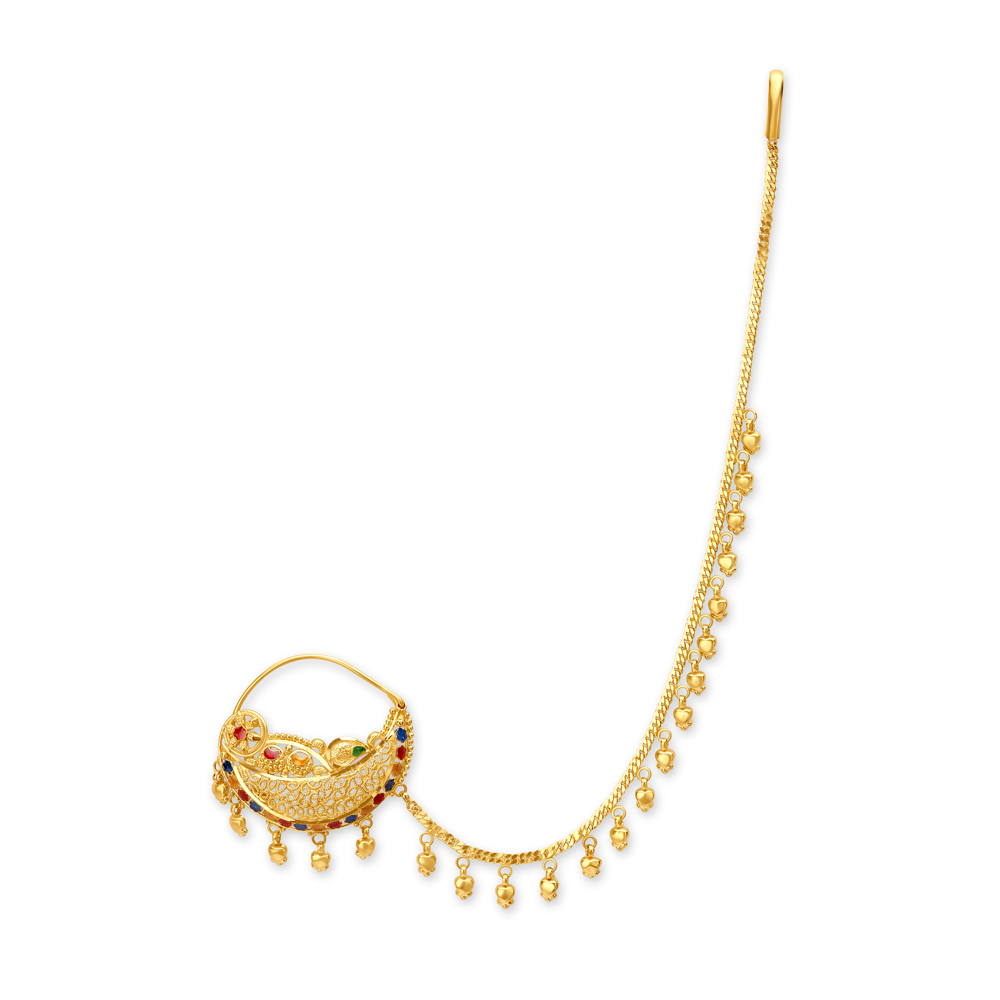 Vibrant 22 Karat Yellow Gold Crescent Nath,,hi-res image number null