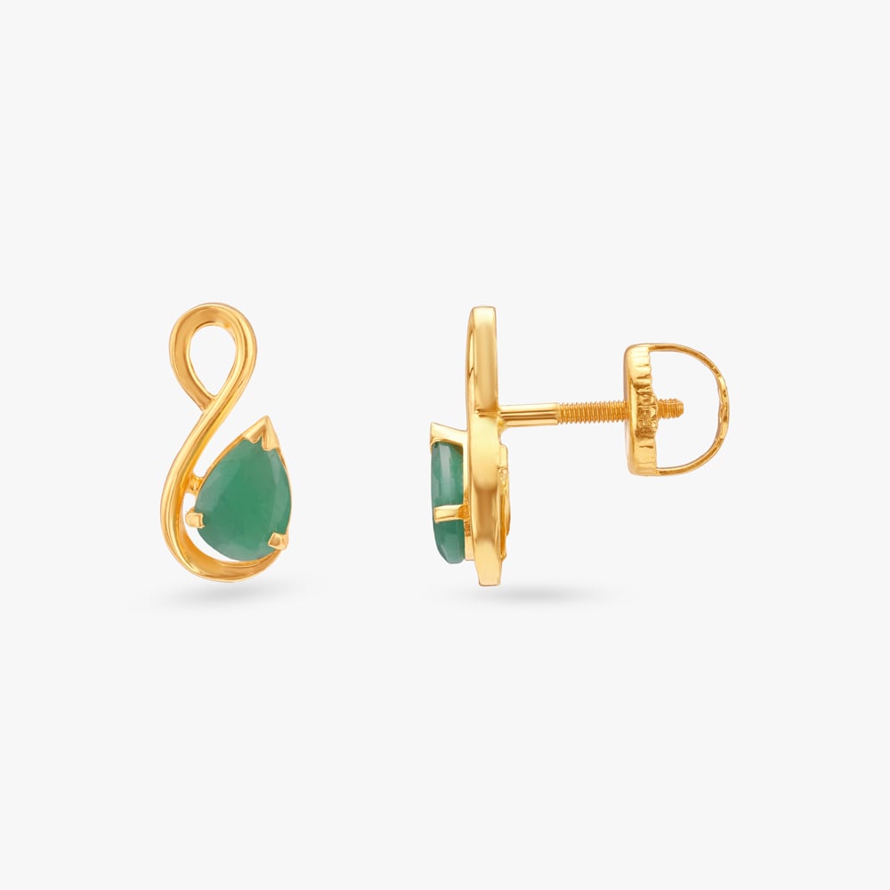 Graceful Loop Emerald Stud Earrings,,hi-res image number null
