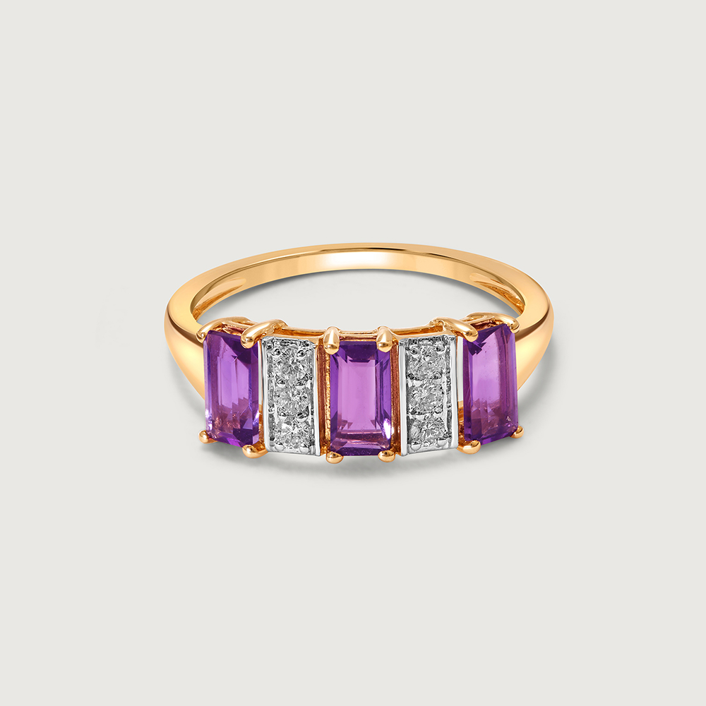 Twilight Mix 14KT Diamond & Amethyst Finger Ring,,hi-res image number null