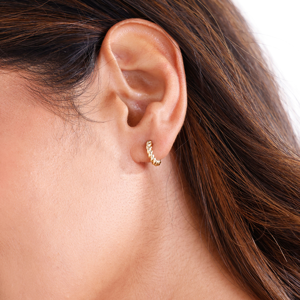 Twisted Rope Gold Hoop Earrings,,hi-res image number null