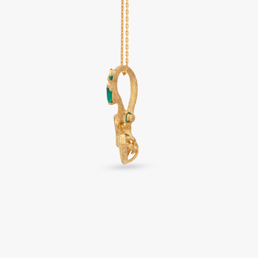Artisanal Elegance Gold Pendant and Earrings set,,hi-res image number null