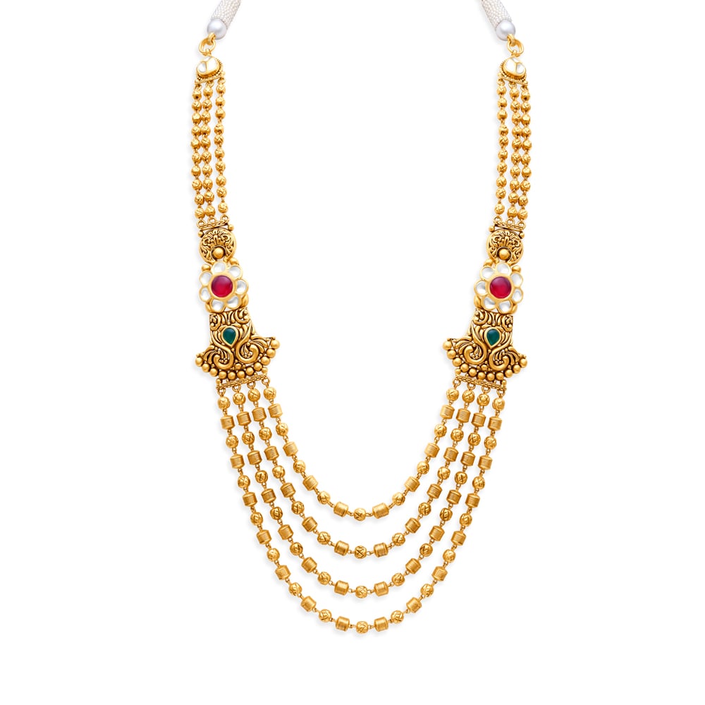 Exquisite Gujarati Gold Layered Mala Necklace Set,,hi-res image number null