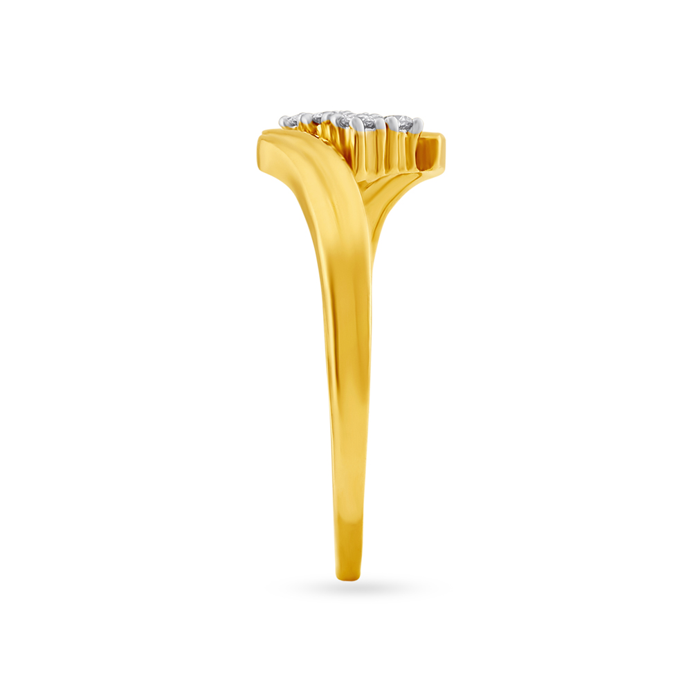 Fancy Glossy Gold and Diamond Finger Ring,,hi-res image number null