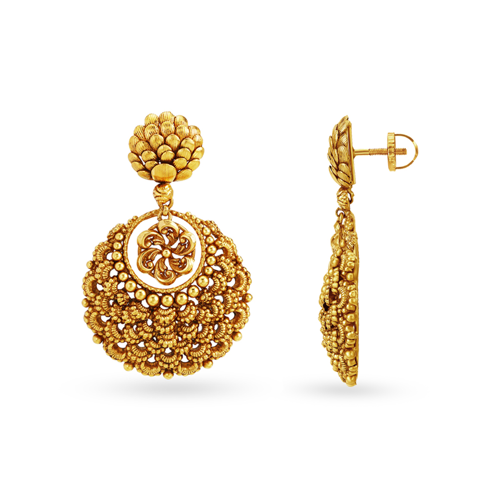 Peacock and Floral Motif Gold Necklace Set,,hi-res image number null
