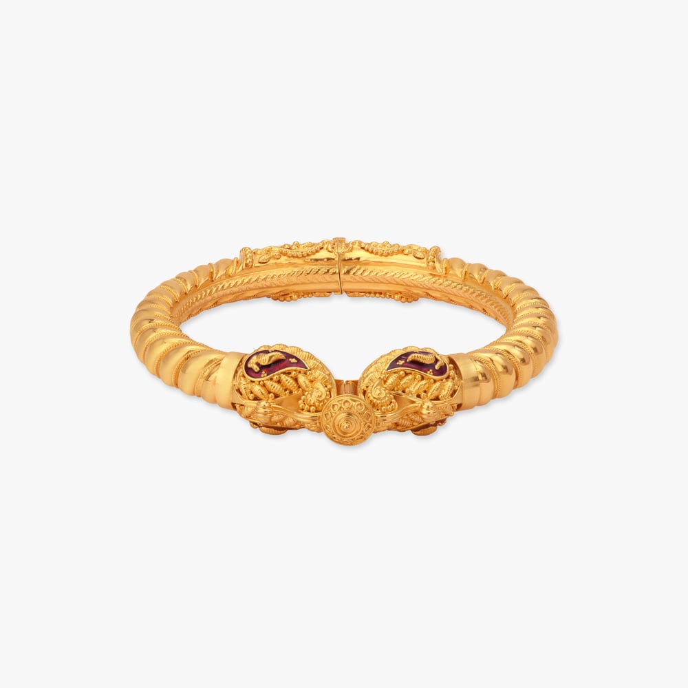 Paisley Pratima Solid Bala Gold Bangles,,hi-res image number null
