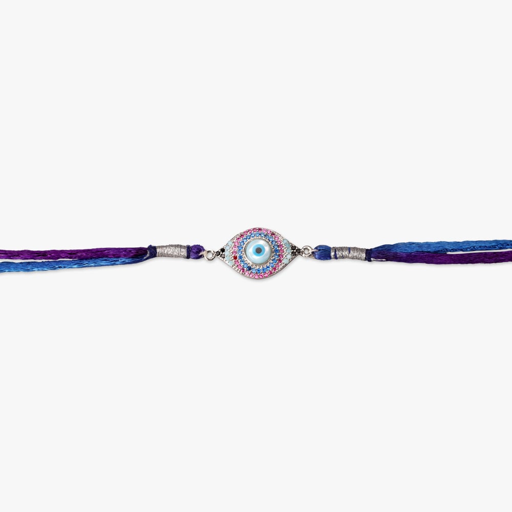 Guardian Blue Evil Eye Silver Rakhi,,hi-res image number null