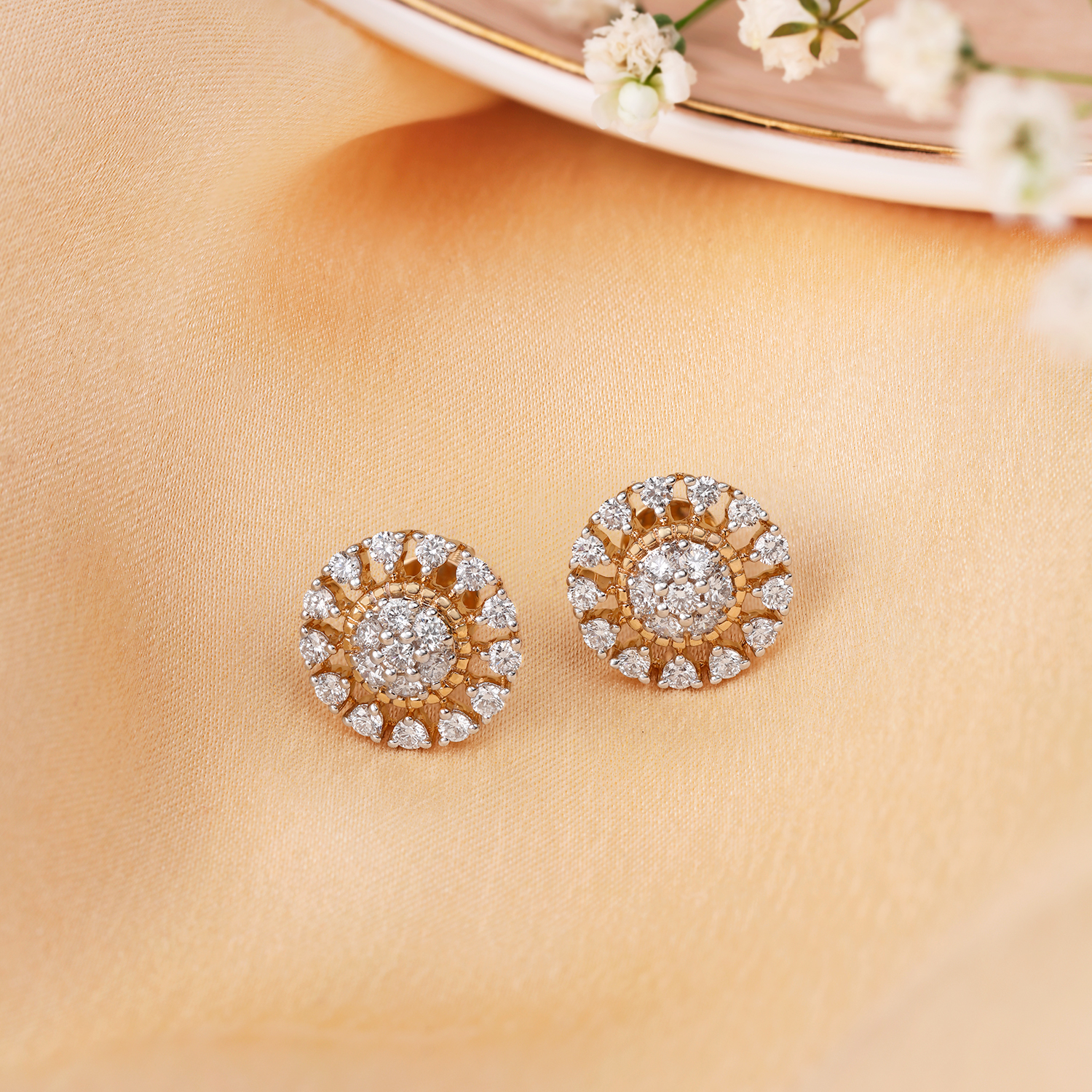 Ethnic Fancy Diamond Stud Earrings-baongoctrading.com.vn
