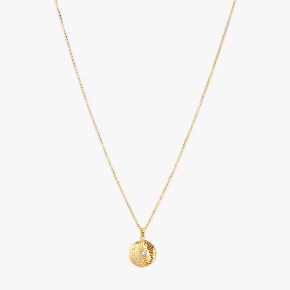 Artistic Sunburst Gold Pendant with Chain,,hi-res image number null