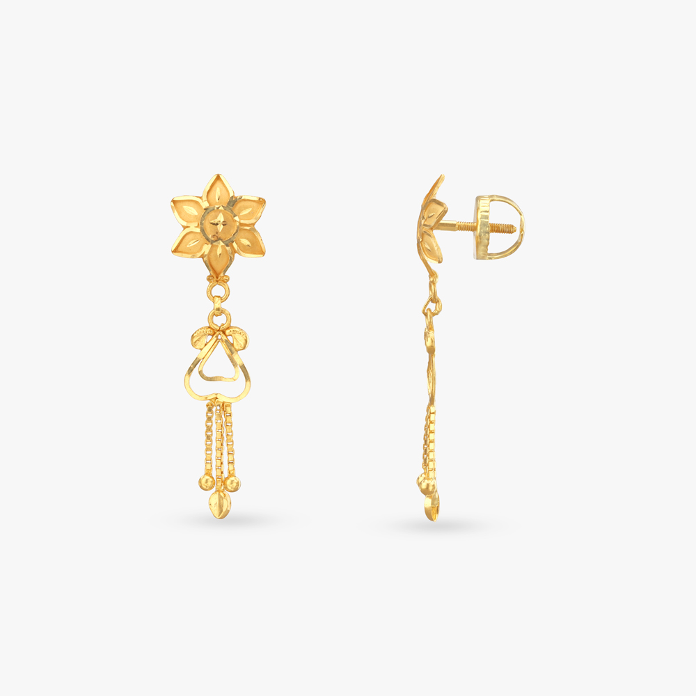 

Traditional Floral Gold Drop Earrings
